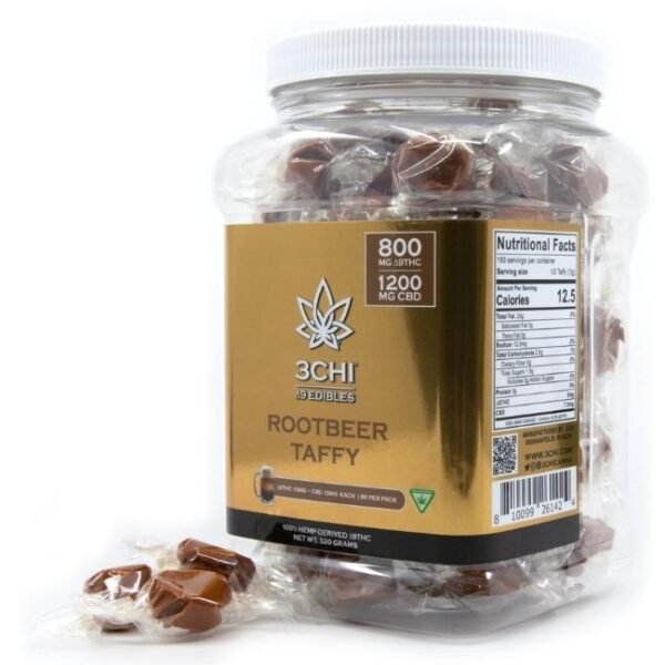 3CHI DELTA 9 ROOT BEER 800MG TAFFY 80CT/JAR