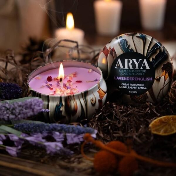ARYA 100% SOY WAX SMOKE ELIMINATOR CANDLE WITH FLOWER