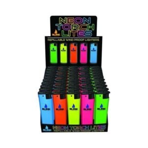 BLINK REFILLABLE WIND PROOF NEON TORCH LITES (ASSORTED COLORS) 50CT/DISPLAY