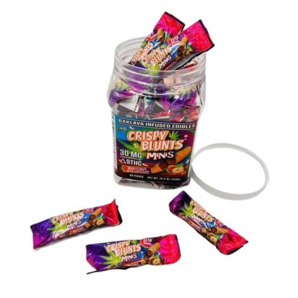 CRISPY BLUNTS MINI 30MG D9 THC BAKLAVA INFUSED EDIBLES 40CT JAR