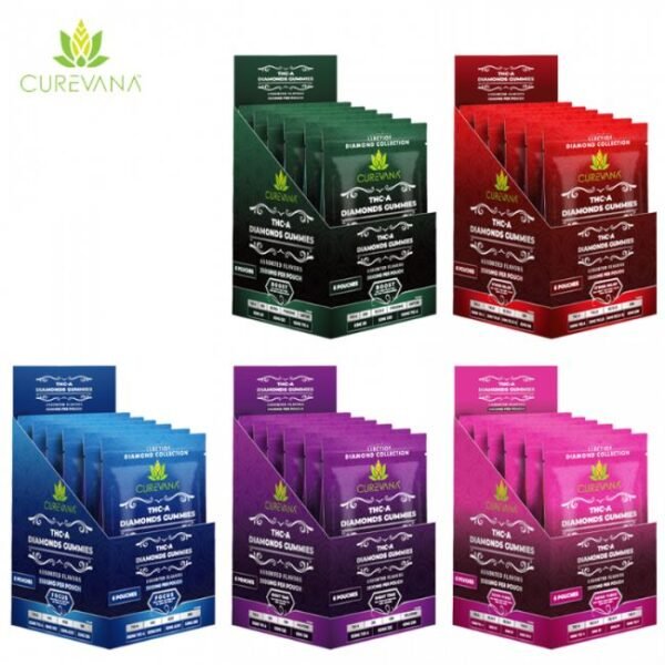 CUREVANA  ASSORTED FLAVOR THC-A DIAMOND GUMMIES 2500 MG PER BAG - 10CT/BAG - 6 BAGS/DISPLAY