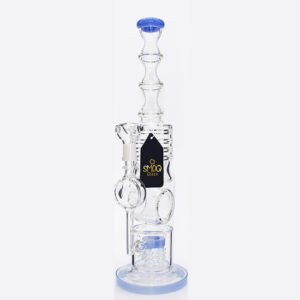 SMOQ GLASS 16 INCH HEAVY BLORIX FLAME DESIGN WITH DIAMOND LASH PERC WATERPIPE "D024"