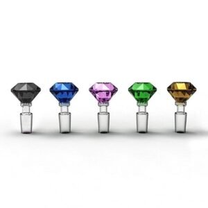 GLASS DIAMOND DESIGN 14MM MALE GLASS BOWL ASSORTED DESIGN