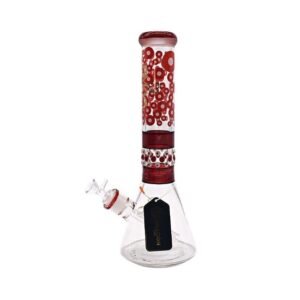 SMOQ 14" RED BEAKER GLASS WATER PIPE