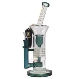 DRAGON GLASS 14" STRAIGHT TUBE WITH MULTIPLE PERC DESIGN WATER PIPE