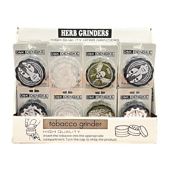 D&K DENGKE 24CT HERB GRINDERS DISPLAY (ASSORTED DESIGNS)