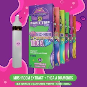 DOZO DON'T TRIP MUSHROOM EXTRACT+THC-A 2.5GM LIQUID DIAMONDS DISPO 5CT/BOX
