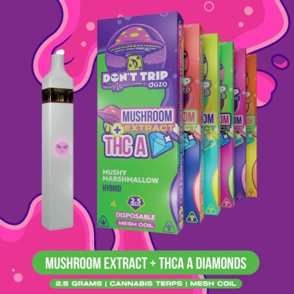 DOZO DON'T TRIP MUSHROOM EXTRACT+THC-A 2.5GM LIQUID DIAMONDS DISPO 5CT/BOX