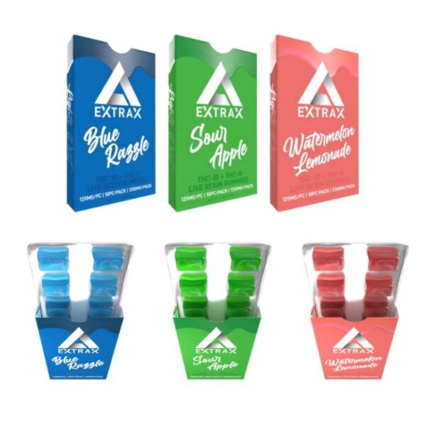 EXTRAX D9 THC +THC-H +THC-JD +THC-P + D8 THC LIVE RESIN 1250MG GUMMIES 10CT/ BOX