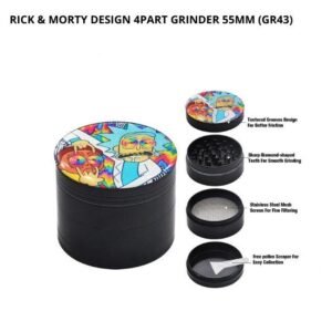 ALUMINIUM METAL ZINC RICK & MORTY 4 PART 55MM GRINDER ASSORTED DESIGN
