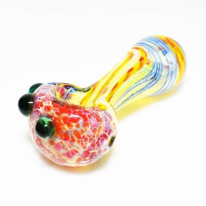 3.5 INCH GOLD DICHOR GALAXY AND SPIRAL WITH SPOON STYLE COLOR CHANGING GLASS HAND PIPE "HF495"