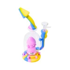 8" FANCY GLASS GLOW SILICONE WATER PIPE