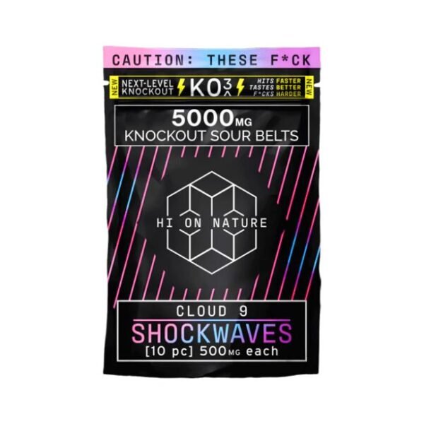 HI ON NATURE SHOCK WAVES KNOCKOUT-3 5000MG SOUR BELTS 10CT BAG