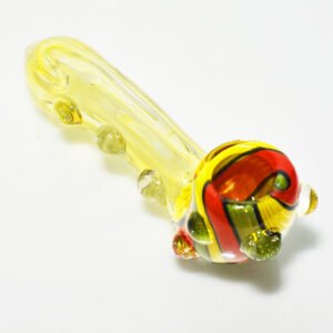 5 INCH GLASS DOTTED DASH COLOR CHANGING SHERLOCK DESIGN HANDPIPE ASSORTED "HPV206"