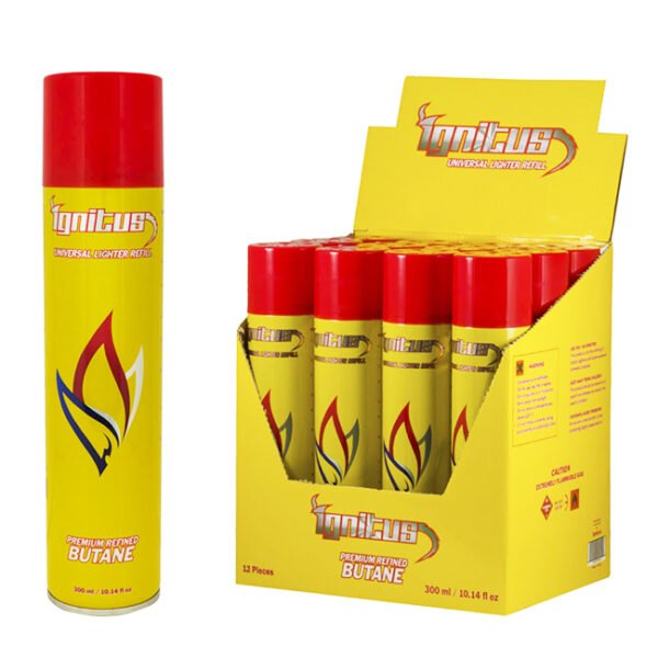 IGNITUS PREMIUM REGULAR BUTANE (YELLOW) 300ML 12CT / BOX