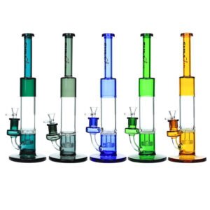 CHILL GLASS 15 INCH STRAIGHT DIAMOND POLAR DESIGN WITH HONEYCOMB PERC WATERPIPE