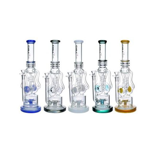CHILL GLASS 15" WATER PIPE ASSORTED COLORS HEIGHT:16.8 INCHES THICKNESS "JLA80"