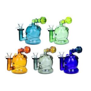 CHILL GLASS 7 INCH BLOME FLAX SKULL DESIGN WITH INLINE OIL RIG WATERPIPE "JLE180"