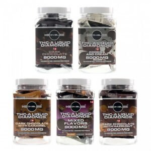 MOON BUZZ THC-A LIQUID DIAMONDS MINI CHOCOLATE BITES 500MG/PIECE 8000MG/JAR 16CT/JAR