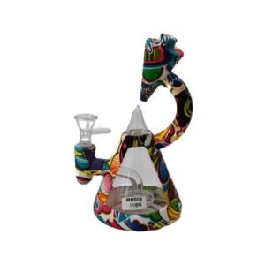8'' CONE DESIGN SILICONE WITH GLASS WATER PIPE