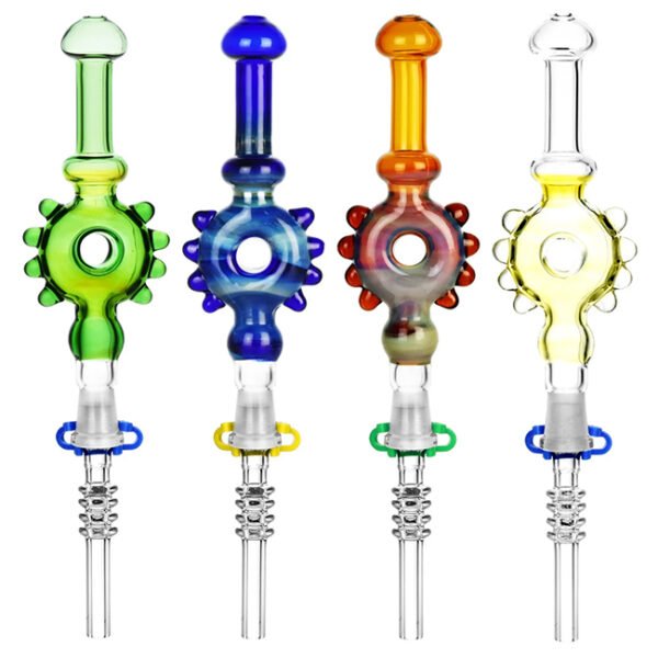 6 INCH GLASS SPRING LYME SPIRAL10MM TITANIUM NAIL DONUT DESIGN NECTAR COLLECTOR