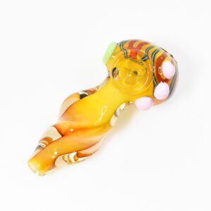 GLASS 3" ROLLIC GOLDEN SPIRAL BLIME DESIGN HAND PIPE (ASSORTED)