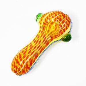 GLASS 3" FAT BOY SPIRAL LASH DESIGN HAND PIPE