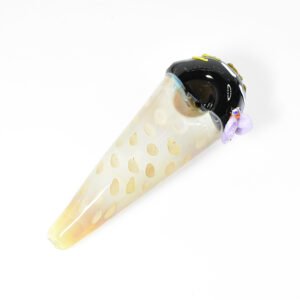 GLASS 4" LIMEX ICE CREAM CONE LIME DESIGN HAND PIPE