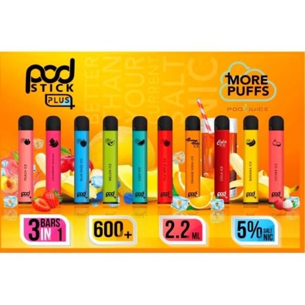 POD STICK PLUS DISPO (22ML) 600+ PUFFS 10CT/BOX