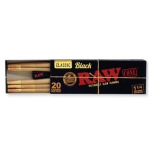RAW BLACK CLASSIC CONE SINGLE 20CT/ BOX