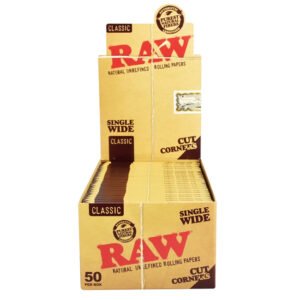 RAW CLASSIC SINGLE WIDE CUT CORNERS 50PER BOX