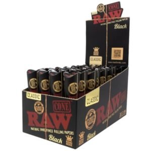 RAW CLASSIC BLACK PRE ROLLED CONES 32PK/ BOX