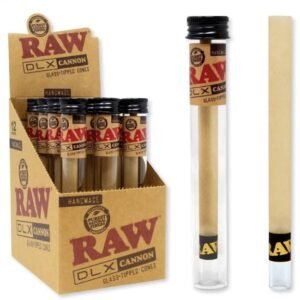 RAW DLX KING SIZE HANDMADE GLASS TIP ROLLED CONES 12CT/BOX