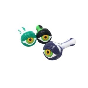 5" SILICONE LYCORE ONE EYE DESIGN WITH GLASS BOWL HAND PIPE (ASSORTED) "SILTX55"