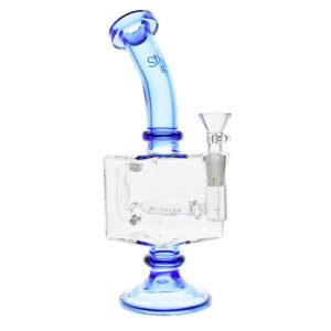 SMOQ GLASS 10" BEND CUBIC SQUARE DESIGN INLINE CATCHER GLASS WATER PIPE (ASSORTED)