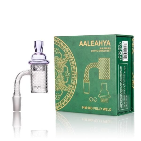 SMOQ GLASS SUN SERIES 14MM 90 DEGREE FULLY WELD AALEAHYA QUARTZ BANGER