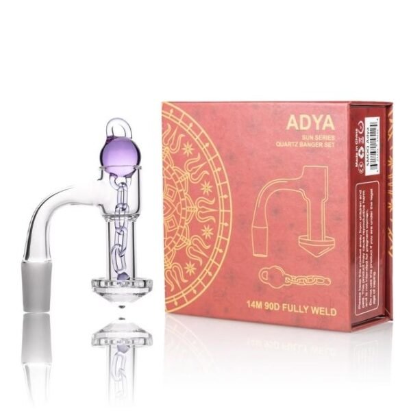 SMOQ GLASS SUN SERIES 14MM 90 DEGREE FULLY WELD ADYA QUARTZ BANGER