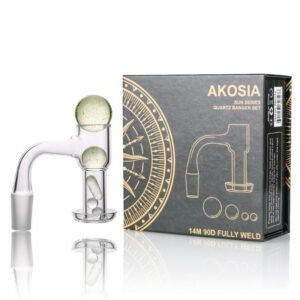 SMOQ GLASS SUN SERIES 14MM 90 DEGREE FULLY WELD AKOSIO QUARTZ BANGER