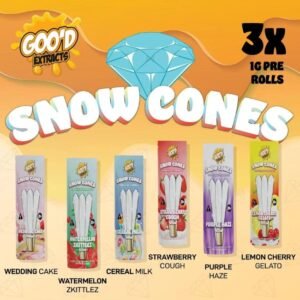 GOO'D EXTRACTS SNOW CONE THC-A PREMIUM 3PK PRE ROLLS 1GM JOINTS 5CT/ BOX