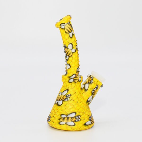 SILICONE 6" MOLINE BEE WAX BEAKER DESIGN WITH GLASS WATER PIPE