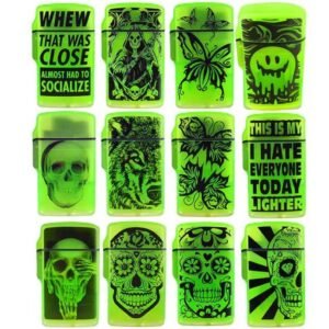 SMOKE ZILLA GLOW IN THE DARK FLIP TOP TORCH LIGHTERS 15CT/ DISPLAY