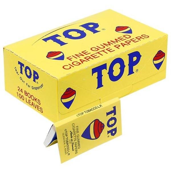 TOP FINE GUMMED ROLLING PAPERS 24 BOOKLETS/BOX