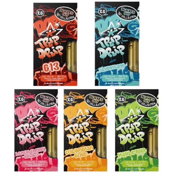 TRIP DRIP BLACKED OUT LIVE RESIN THCA-C4+THCP+D8 LIQUID DIAMOND 2GM CART 10CT/ BOX