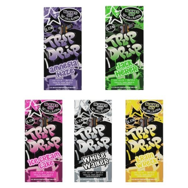 TRIP DRIP BLACKED OUT LIVE RESIN THCA-C4+THCP+D8 LIQUID DIAMOND 3.5GM DISPO 5CT/ BOX