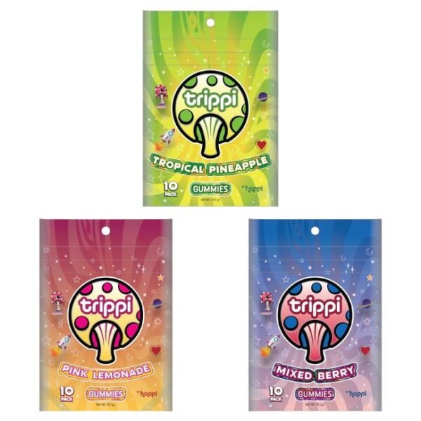 TRIPPI BY HAPPI DELTA 9 THC SHROOM VEGAN GUMMIES 10CT/ BOX