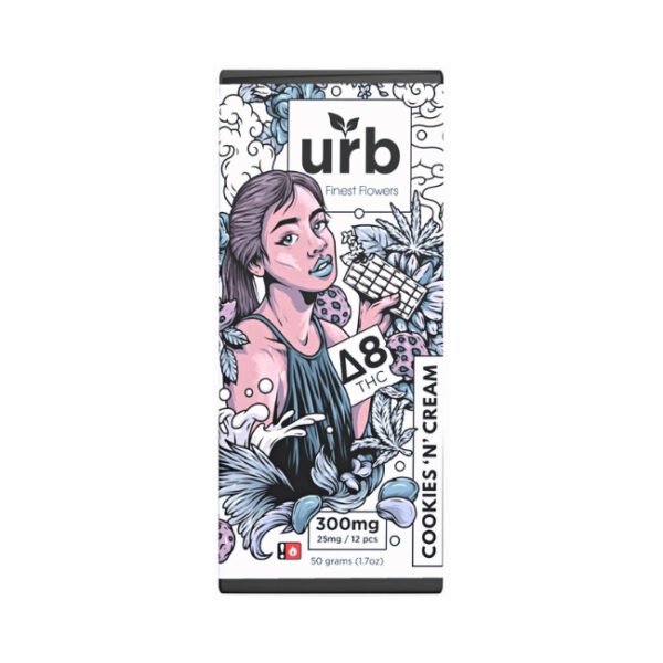 URB DELTA 8 THC CHOCOLATE BAR 300MG 8CT/ BOX