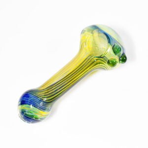 3 INCH GLASS INLINE SPITTED LIME DESIGN HANDPIPE ASSORTED COLORS "VHP18"