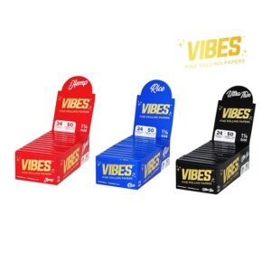VIBES 1 1/4 ROLLING PAPER 24 BOOKLETS 50 PAPER + TIPS
