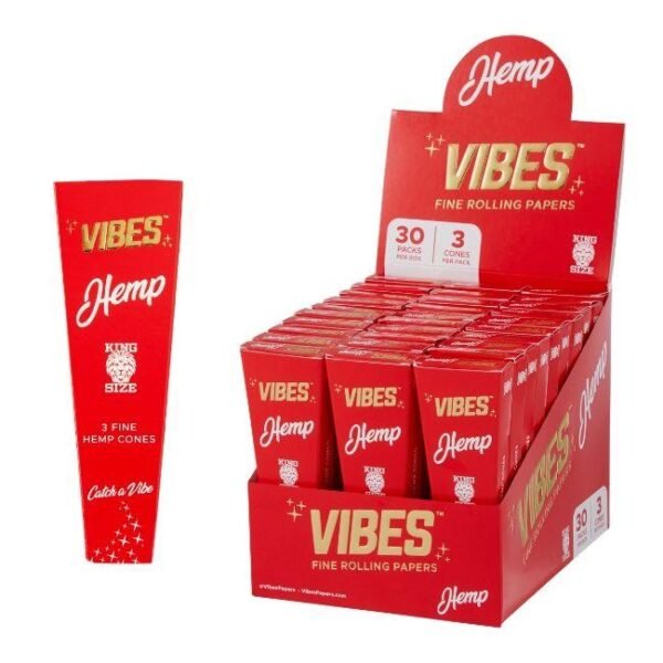VIBES KING SIZE CONES (30 PACKS PER BOX / 3 CONES PER PACK)