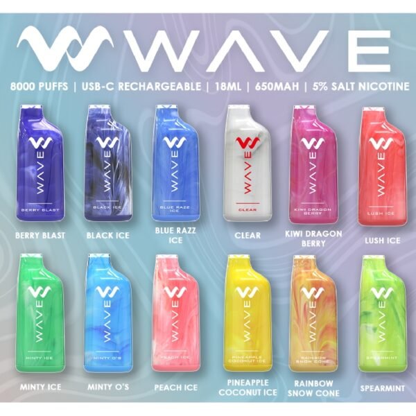 WAVE 5% DISPOSABLE (90ML) 8K PUFFS 5CT/BOX